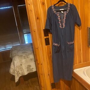 Anthony Richards Blue Embroidered Midi Dress